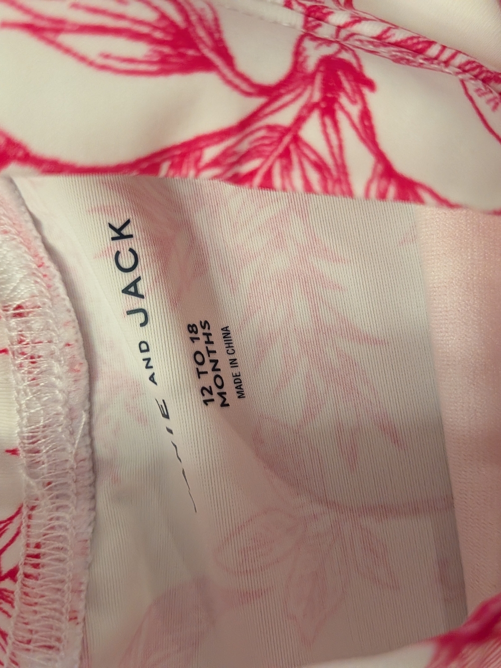 Janie and Jack Pink and White Tropical Print Long-Sleeve Rash Guard One-Piece - Picture 5 of 8